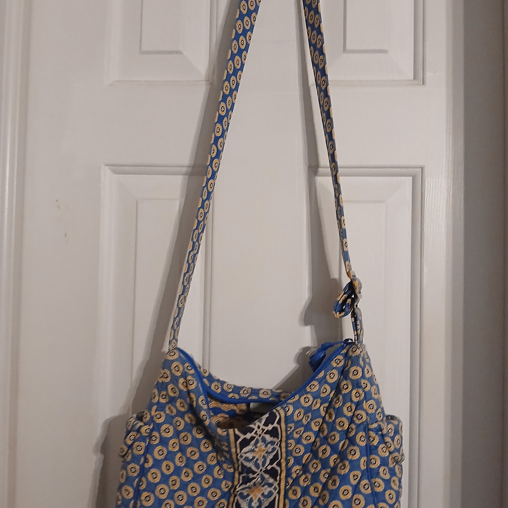 Vera Bradley Blue and Tan Patterned Shoulder Bag
